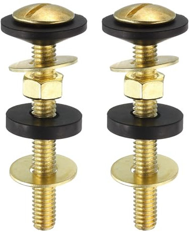 sourcing map 2Pcs Universal Toilet Tank to Bowl Screws Kit, Carbon Steel Heavy Duty Toilet Bolts with Lock Nuts and Gaskets for Bathroom Toilet Repair and Fastening