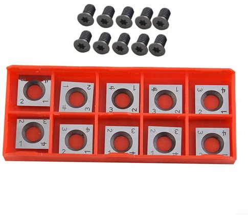 UTTASU Hartmetall-Einsätze, 14 x 14 x 2 mm, quadratische Holzbearbeitung, Hobelmesser, 30-Grad-Schnittwinkel, 4-seitige gerade Kante, für Hartholz, Weichholz, HDF, MDF, Sperrholz, 10 Stück mit