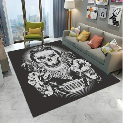 SHAOPENGA Zone Tapis Barber Shop Crâne Vintage Signe Tapis Tapis pour La Maison Salon Chambre Canapé Paillasson Décor Tapis 80X150Cm