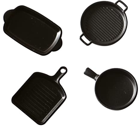 BRIGHTFUFU 4pcs Miniature Simulation Steak Plates for Dollhouse Kitchen Decor Random Baking Dish Models for Creative Play and Decoration
