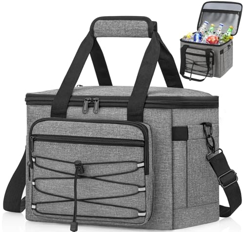 VOBUKE Bolsa Termica Porta Alimentos 15L Bolsa Comida Trabajo Impermeable Lunch Box Portatil Lunch Bag Gande para Lonchera Plegable Bolsa Isotermica para Oficina Pícnic Colegio Camping Viaje (Gris)