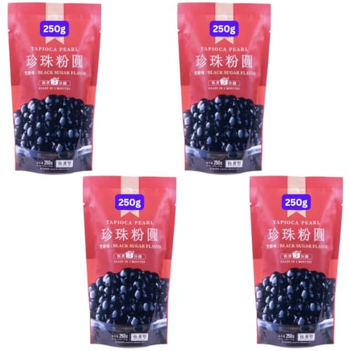 Black Tapioca Pearls 250g Tapioca Pearl For Bubble Tea (4x250g)
