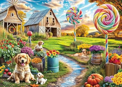 Puzzles 1000 Pieces for Adults jigsaw puzzles for adults-Colorful Sweet Home-1000 Piece Puzzle Classic Educational Games Beautiful Decoration Puzzle