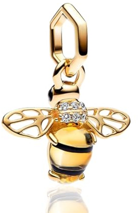 Simphman Charms Argent 925 Sterling Abeille scintillante dorée Pendentifs Perles pour Bracelets Colliers Christmas Day Bijoux Cadeau Pour Femme