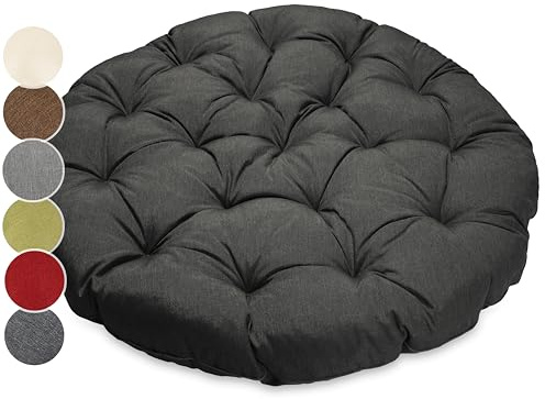sunnypillow Kissen für Papasansessel - rund Durchmesser 120 cm Dicke 15cm, UV - beständig wasserdicht Outdoor/Indoor - Bodenkissen Polster für Gartenmöbel - Sitzauflage Auflage für Papasan - Schwarz
