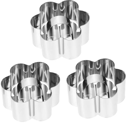 iplusmile Cercle Pâtisserie en Acier Inoxydable Forme Fleur Prune 3 Sets, Moule Gâteau Mousse Facile à Nettoyer, Résistant la Déformation pour Confection de Gâteaux