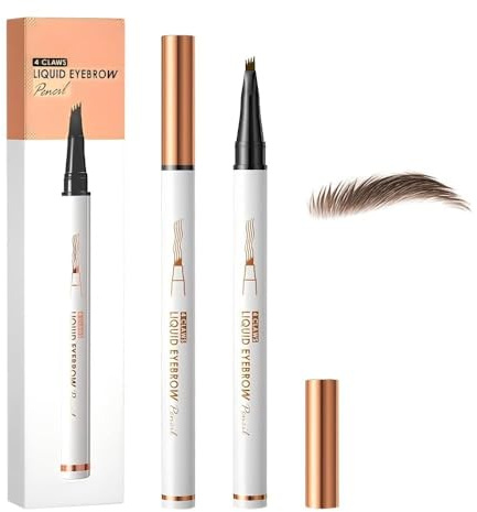 2 Stück Microblading Augenbrauenstifte, 2026 Upgraded 3D Wasserfest mit 4 Gabelspitzen, Langlebig, Natürlich, Feiner, ein Magischer Eyebrow Pencil für Frauen und Mädchen (Schwarz 2Stück)