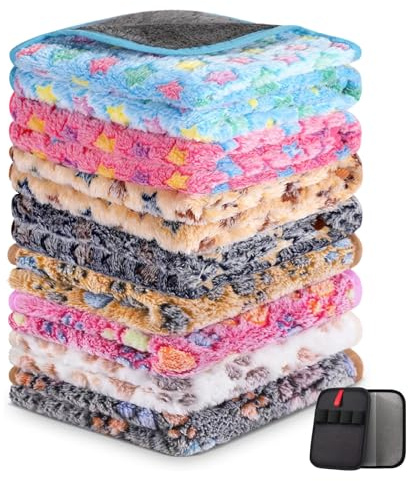 Nuoqiuu 8 PCS Guinea Pig Fleece Blankets, Waterproof & Washable Small Animal Bedding, Reusable Cage Liners for Guinea Pig, Hamster & Rabbit (24 x 16 Inch)