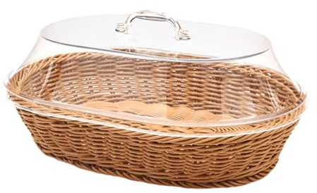 YIXANNX Corbeille à Fruits en Osier tressé avec Couvercle, Solution de Rangement élégante pour la Salle à Manger, la Cuisine Le comptoir de Maison, Bois, 35 x 45 cm