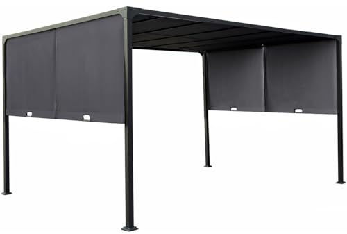 Pergola avec Toit rétractable en métal Courtenay - 3 x 4 m - Gris