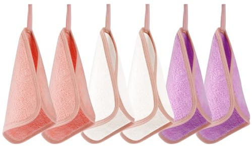 URAQT Panni Struccanti Viso, Panno per Pulizia Viso da 6 Pz, Panni Struccanti Lavabile e Riutilizzabili, Panno Struccante Viso per Rimozione del Trucco, Lavare Viso, Tre Colori B