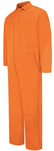 Red Kap Herren-Overall aus Baumwolle mit Druckknopfverschluss, übergroße Passform, langärmelig