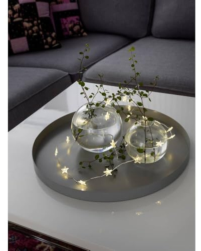 Konstsmide LED Dekolicherkette, 20 transparente Sterne, mit an/aus Schalter, mit Funkeleffekt, 20 warm weiße Dioden, batteriebetrieben, Innen, transparenter Draht - 3199-103