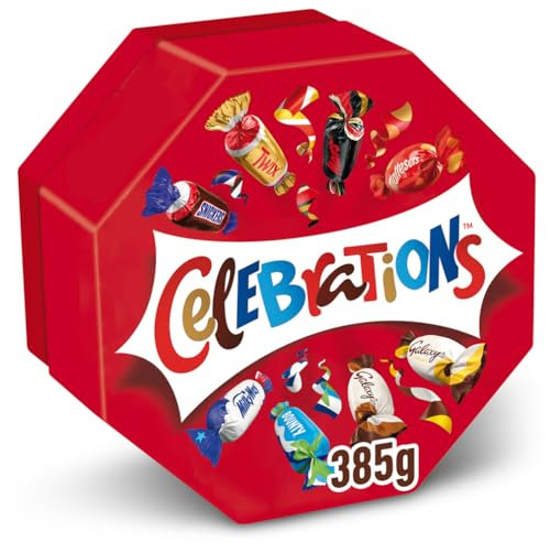 CELEBRATIONS - Coffret Cadeau Chocolat 385g - Assortiment de Mini Chocolats au Lait Individuels - Boîte Chocolats Octogonale - SNICKERS, TWIX, MARS, MALTESERS, BOUNTY et autres