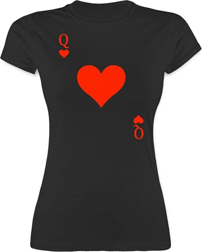 Shirtracer - Shirt Damen - & Fasching - Queen Kartenspiel Karneval I Spielkarte Dame Rot Herzdame