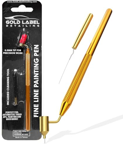 Gold Label Detailing Fine Line Fluid Writer Paint Applicator Pen | Precision Touch Up Paint | Perfect For Rock Chips and Scratch Repair | .5mm Tip Brass Construction