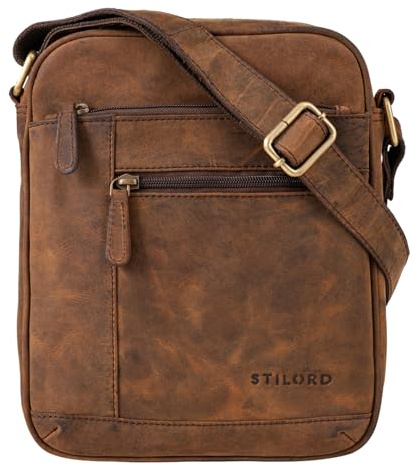 STILORD Diego Vintage Herrentasche Leder Klein Umhängetasche für 9.7 Zoll iPad DIN A5 Schultertasche Cross-Body Bag für Männer Echtes Leder Farbe:colorado - braun