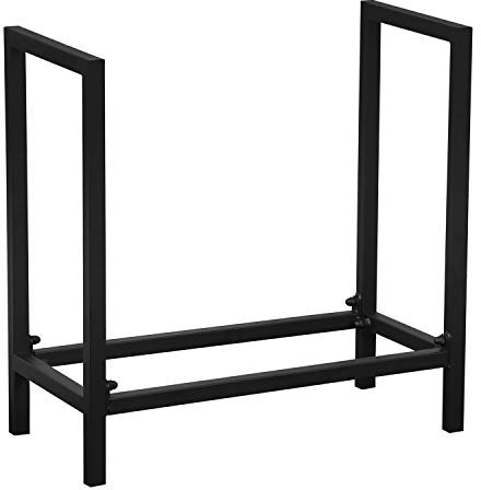 MBQQ Portalegna da ardere in stile industriale rustico, 61 cm, per la decorazione della casa, per interni ed esterni, in ferro battuto, impilabile, in metallo, nero