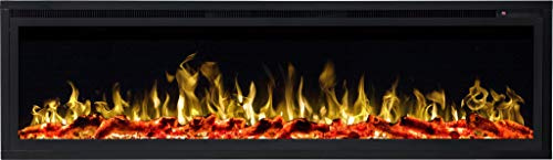 AFLAMO ROYAL Caminetto elettrico, camino elettrico da parete (750 W o 1500 W) con simulazione a LED di 15 cm di profondità. (152x43x15)