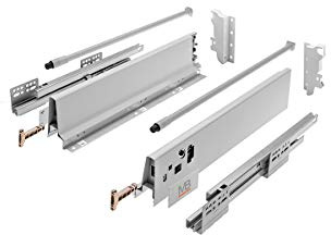 GTV - Modern låda låda, tyst stängning, belastning upp till 40 kg, enkel installation, lådsystem, glidbansynk - L=300 mm H=146 mm, grå, PB-D-KPL300B