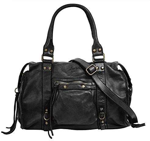Samantha Look Shopper Echt Leder Damen | Made in Italy, Vintage Schultertasche, Umhängetasche mit Reißverschluss, große Henkeltasche | 021061