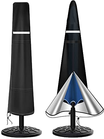 Parasol Cover Patio Umbrella Covers Waterproof Windproof Anti-UV with Zip 420D Oxford Fabric Garden Parasol Cover for 9ft to 11ft Garden Outdoor Umbrella (190 x 30 x 50cm)