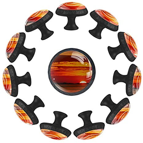 12 pomelli in cristallo da 35 mm, per cassettiera, con viti, colore: arancione tramonto, a forma di cerchio, per cassetti, per casa, ufficio