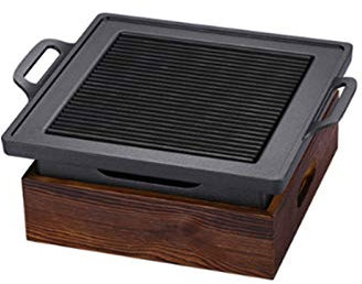 Barbecue Portable Korean BBQ Grill japonais Tabletop Cuisinière Barbecue portable Barbecue au charbon avec la base en bois à usage domestique non-bâton Outils de cuisine pour extérieur ou intérieur Ba