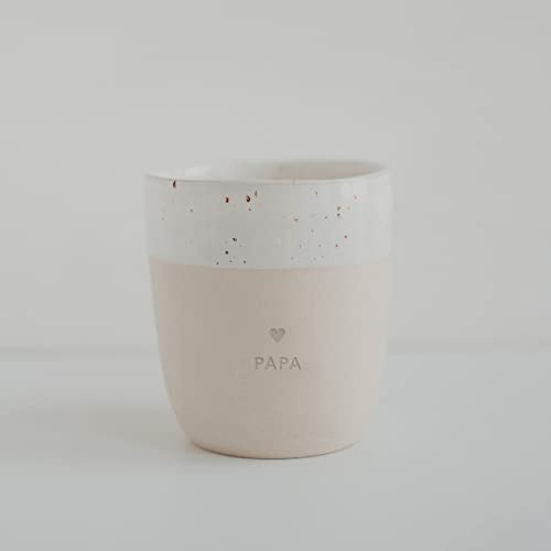 Eulenschnitt Becher 'Papa' - Steingut, Konisch, Trinkbecher, 320 ml
