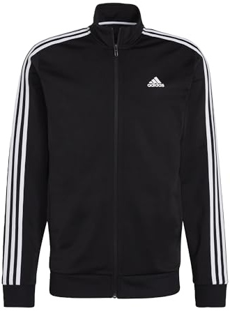 adidas Men's Essentials Warm-Up 3-Stripes Track Jacket, Black/White, S