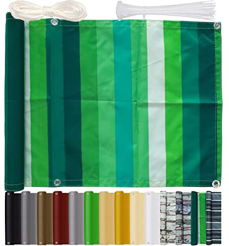 Bluecool Sichtschutz Balkon Balkonbespannung 80x600cm Blickdichte Wind- Und Uv-Schutz Wetterfest Balkonverkleidung mit Ösen Nylon Kabelbinder und Seil für Balkongeländer & Garten, BB