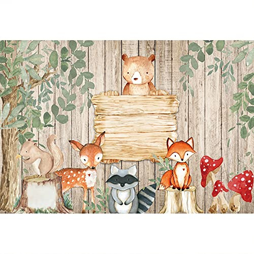 Aoihrraan 3x2,5m Bosque Animales Telón De Fondo Lindo Safari Selva Retro Vertical Marrón Madera Tablones Fondo Fotografía Salvaje Uno Dos Cumpleaños Recién Nacido Fiesta Bebé Ducha Retrato Foto