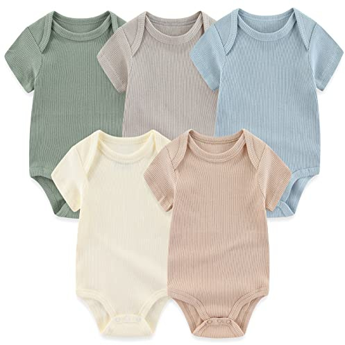MAMIMAKA Body med korta ärmar för nyfödda, i bomull, 5-pack, 0-12 månader, 0-3 M�nader