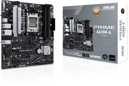 ASUS Prime A620M-A-CSM Mainboard Sockel AMD A620 | Ryzen 7000, micro-ATX, DDR5 Speicher, PCIe 4.0, BIOS Flashback, USB 3.2 Gen 2, Aura Sync