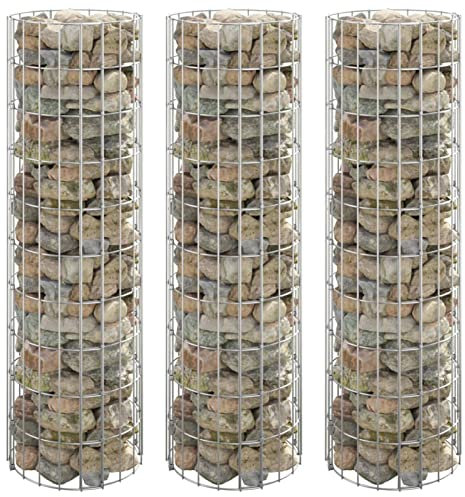 Lechnical Garden Raised Beds,Vegetable Planter,Raised Garden Kits,Circular Gabion Raised Beds 3 pcs Galvanised Steel Ø30x100 cm