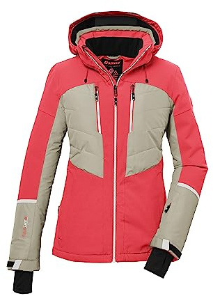 killtec Damen Skijacke/Funktionsjacke mit abzippbarer Kapuze und Schneefang KSW 87 WMN SKI JCKT, neon-coral, 42, 39750-000