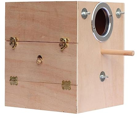 Parakit Fågel Uppfödningsbo Lådor, Trä Fågel Uppfödningsbo Papegoja Matningsbox Cage, Husbur i trä för undulat, Parakit, Nymfparakit,