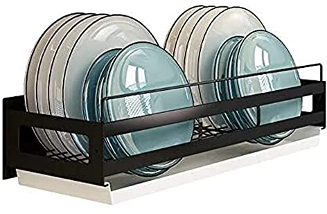 Scolapiatti Scolapiatti Organizzatori per armadi Scaffale per Posate Senza punzonatura Scaffale per Piatti a Parete|Scolapiatti Portaspezie Nero Scaffale per scodelle di Riso da Cucina|Scolapiatti A