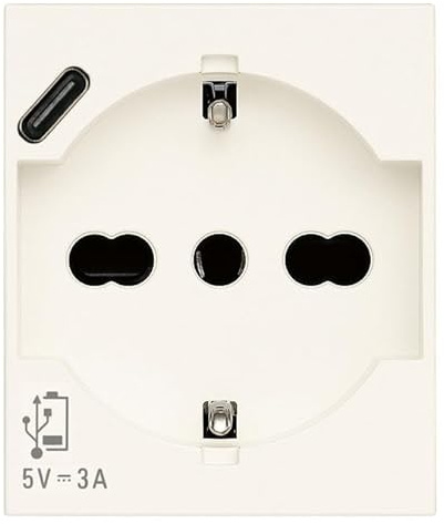 Vimar 30210.USBB Linea presa SICURY 2 poli + T 16A universale + USBC bianco