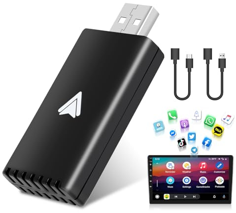 Podofo Wireless Android Auto Adapter, Android Auto Dongle für Original Kabelgebundene USB Autoradio Autos Konvertieren Sie Kabelgebundenes in Kabelloses Android Auto