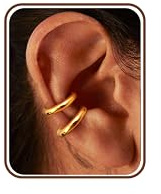 KRFY Ear Cuff Orecchini Piccolo Oro Chunky Ear Cuff Orecchini Cartilagineo per le Donne Non Piercing Vintage Spessore Rotondo Huggie Ipoallergenico Falso Orecchino