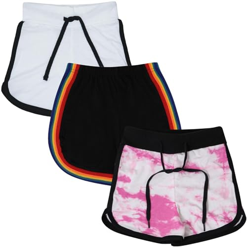 A2Z 4 Kids 3 Packa Tjejer Shorts Kontrast Idrotts Gym Bära Dansa Idrott Lättvikt Dagligen Träningspass Bekväm Sommar Varm Kort Spring Aktiva kläder - Shorts 4263 Pack G 13