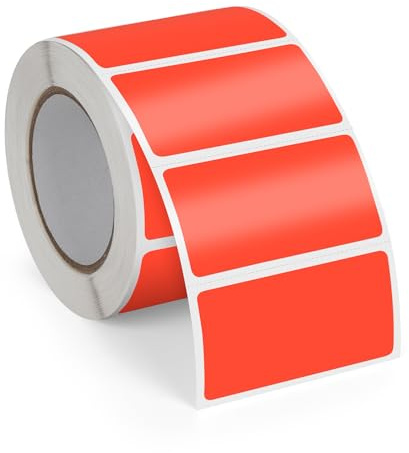 FINDAT Rot Thermoetiketten 50 × 25 mm Rechteckig Selbstklebend 500 Stück | Für Büro, DIY, Design, Barcode & Versand. Vinyl, Aufkleber, Wasserdicht, Beschreibbar, Rolle