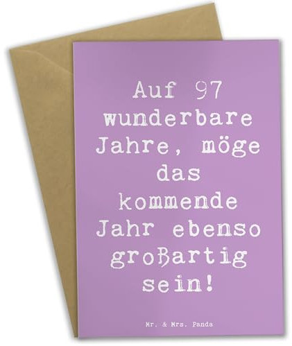 Mr. & Mrs. Panda Grußkarte Spruch 97. Geburtstag - Geschenk, Happy Birthday, weihnachtskarten, einladungskarten, 97 Jahre, Geburtstagsgeschenk, wertschätzung, Grußkarten, kommunionskarte, Klappkarte