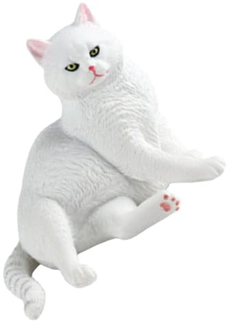 GAROZATION Weiße Katzenfigur aus Kunststoff mit Kreativem Design und Feiner Verarbeitung Katzengarten Dekoration für Terrasse und Außenbereich