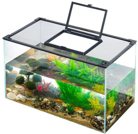 Uross Fischtankdeckel mit Fenster Magnetischer Aquariumdeckel Fischtankhaube Abdeckung Anti-Jumping Net Cover Mesh to Protect Fish Jumping Out of Fish Tank