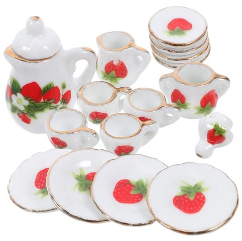 ADOCARN 1juego Miniaturas De Cerámica Set De Tetera y Tazas para Casa De Muñecas Decoración Realista para Fiestas De Té y Accesorios De Juguete