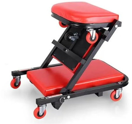 MNEVZX hocker mit Rollen Klappbares Autoreparaturbett, Autowartungswerkbankstuhl, Autowerkstattbank mit Rädern, Rollen, Auto-Rollbrett Werkstatt hocker(Red)