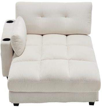 Moimhear Sessel Palm, Flauschige Sitzpolster im Streifendesign, Armlehnen mit gewalkten Sitzpolstern, Kopfstütze, DREI Cups und eine seitliche Hosentasche (Beige, (EIN Sitz))