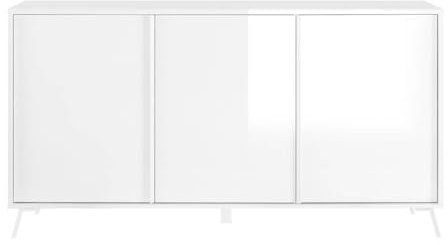 AltoBuy Kansas White - Buffet 3 Portes laqué Blanc Pieds métal